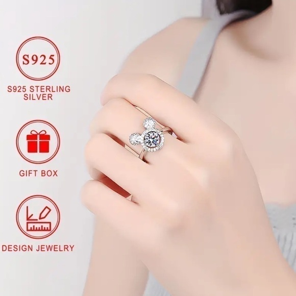 Women’s 925 Sterling Silver Mickey Mouse Halo Ring - Size 7 - NWT - Picture 4 of 5